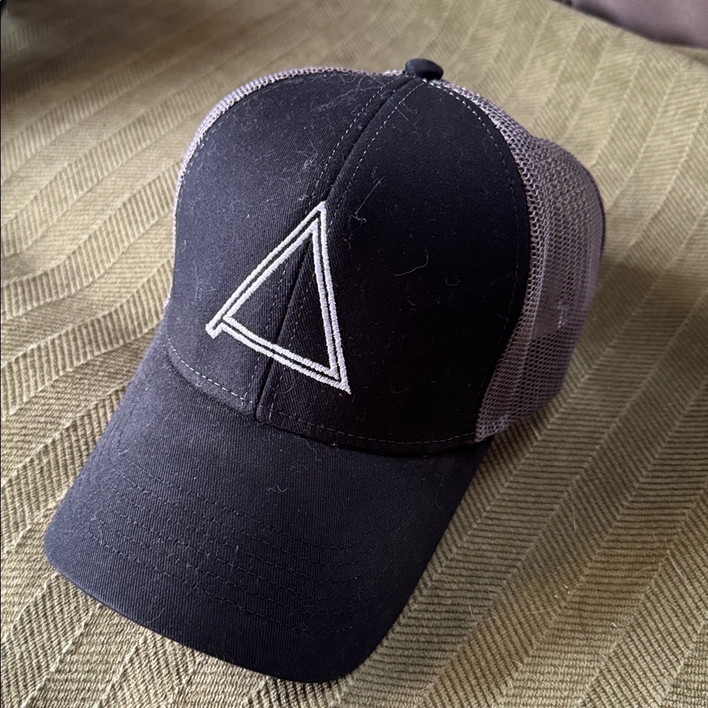 Black and Gray Trucker Hat with Triangle Logo